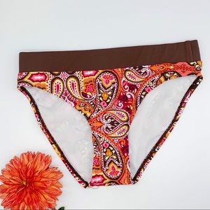 Athleta Orange Paisley Bikini Bottom, XS.